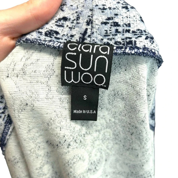 Clara Sun Woo Scroll Filigree Long Open Front Cardigan Blue‎ Gray Size Small - Picture 8 of 8